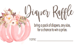 Baby Shower Floral Pink Pumpkin Floral Diaper Raffle: Baby Shower Floral Pink Pumpkin