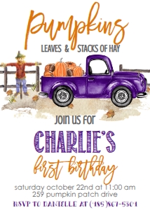Fall Birthday Purple Truck: Fall Birthday Purple Truck