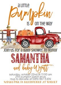 Baby Shower Red Truck Pumpkin: Baby Shower Red Truck Pumpkin