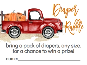 BS Red Pumpkin Truck Diaper Raffle: Baby Shower Red Truck Pumpkin
