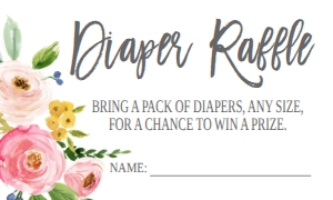 Baby Shower Pink Floral P1 Diaper Raffle: Baby Shower Sip and See Pink Floral