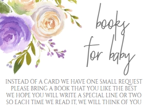 Baby Shower Header Purple Floral Book Card: Baby Shower Header Purple Floral Invitation