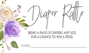 Baby Shower Header Purple Floral Diaper Raffle: Baby Shower Header Purple Floral Invitation