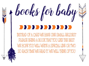 Baby Shower Navy Orange Adventure Arrow Book Card: Baby Shower Navy Orange Adventure Arrow Invitation