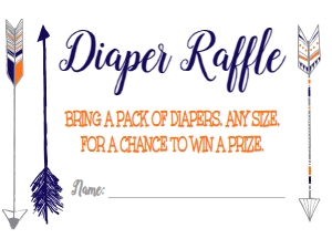 Baby Shower Navy Orange Adventure Diaper Raffle: Baby Shower Navy Orange Adventure Arrow Invitation