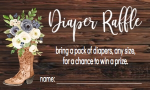 Baby Shower Blue Floral Rustic Boot Diaper Raffle: Baby Shower Blue Floral Rustic Boot Invitation 531088263