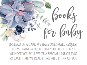 Baby Shower Succulent Header Book Card NIS: Baby Shower Succulent Header Invitation 521060804