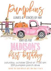 Birthday Light Pink Pumpkin Truck: Birthday Light Pink Pumpkin Truck
