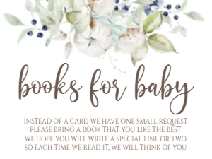 Baby Shower Pumpkin Blue Floral Book Card: BS Pumpkin Baby Blue Greenery