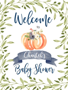 BSS Blue Floral Pumpkin Welcome Sign 18x24 design preview