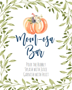 BSS Blue Floral Pumpkin Mom-osa Bar: BSS Pumpkin Baby Blue Greenery Welcome