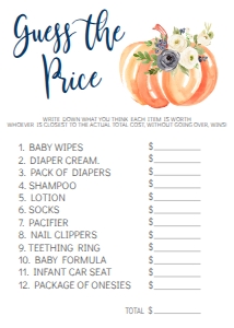 BSG Blue Floral Pumpkin Guess the Price: BSG Blue Floral Pumpkin Game Set