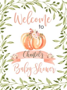 BSS Peach Pumpkin Greenery Welcome Sign 18x24: BSS Peach Pumpkin Late Night Diapers Sign