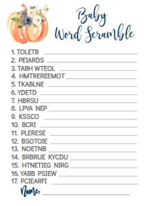 BSG Blue Floral Pumpkin Word Scramble: BSG Blue Floral Pumpkin Game Set