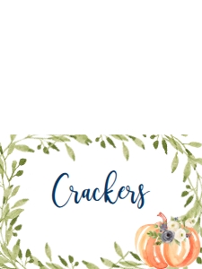 Fall Blue Floral Pumpkin Food Tent: Baby Shower Pumpkin Blue Greenery Frame