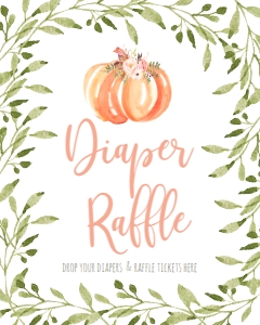 BSS Peach Pumpkin Diaper Raffle Sign: BSS Peach Pumpkin Late Night Diapers Sign