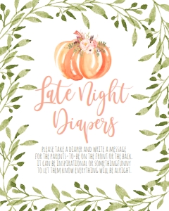 BSS Peach Pumpkin Late Night Diapers Sign: BSS Peach Pumpkin Late Night Diapers Sign