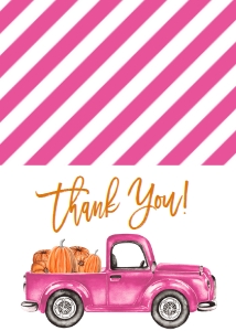Thank You Pink Truck Pumpkin: Birthday Pink Pumpkin Truck