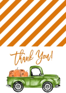 Birthday Pumpkin Truck Sage Green Thank You: Birthday Pumpkin Truck Sage Green Invite