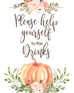 BSS Pumpkin Baby Greenery Drinks Sign: Baby Shower Pumpkin Greenery Welcome Sign 18x24