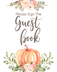 BSS Pumpkin Baby Greenery Guest Book Sign: Baby Shower Pumpkin Greenery Welcome Sign 18x24