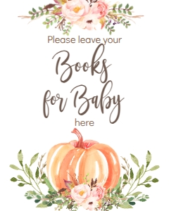 BSS Pumpkin Baby Greenery Book Sign: Baby Shower Pumpkin Greenery Welcome Sign 18x24