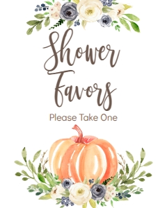 BSS Blue Pumpkin Greenery Shower Favors Sign: BSS Pumpkin Blue Greenery Welcome Sign 18x24