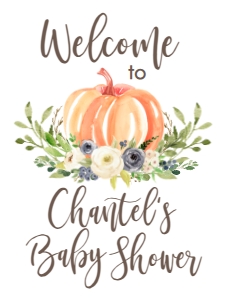 BSS Pumpkin Blue Greenery Welcome Sign 18x24: BSS Pumpkin Blue Greenery Welcome Sign 18x24