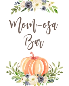 BSS Pumpkin Baby Blue Greenery Mom-osa Bar: BSS Pumpkin Blue Greenery Welcome Sign 18x24