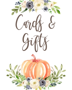 BSS Blue Pumpkin Greenery Cards and Gifts Sign: BSS Pumpkin Blue Greenery Welcome Sign 18x24