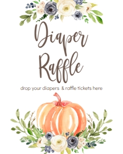 BSS Blue Pumpkin Greenery Diaper Raffle Sign: BSS Pumpkin Blue Greenery Welcome Sign 18x24