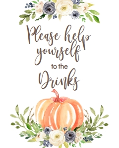 BSS Blue Pumpkin Baby Greenery Drinks: BSS Pumpkin Blue Greenery Welcome Sign 18x24