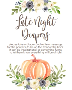 BSS Blue Pumpkin Greenery Late Night Diapers: BSS Pumpkin Blue Greenery Welcome Sign 18x24