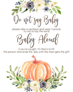 BSS Blue Pumpkin Greenery Don't Say Baby: BSS Pumpkin Blue Greenery Welcome Sign 18x24