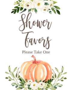 BSS White Floral Pumpkin Favors Sign: BSS White Floral Pumpkin Mom-osa Bar Sign
