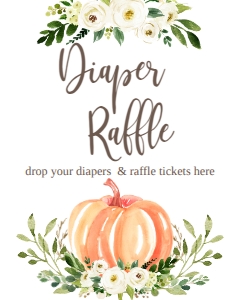 BSS White Floral Pumpkin Diaper Raffle Sign: BSS White Floral Pumpkin Mom-osa Bar Sign
