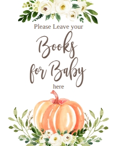 BSS White Floral Pumpkin Books for Baby Sign: BSS White Floral Pumpkin Mom-osa Bar Sign