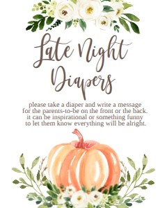 BSS White Floral Pumpkin Late Night Diapers Sign: BSS White Floral Pumpkin Mom-osa Bar Sign