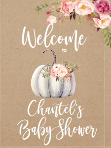 BSS Romantic Floral Pumpkin Welcome Sign 18x24: BSS Romantic Boho Floral Welcome Sign 8x10