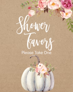 BSS Romantic Floral Pumpkin Shower Favors Sign: BSS Romantic Boho Floral Welcome Sign 8x10