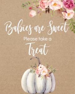 BSS Romantic Floral Pumpkin Sweet Treat Sign: BSS Romantic Boho Floral Welcome Sign 8x10