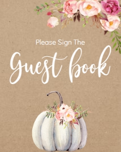BSS Romantic Floral Pumpkin Guest Book Sign: BSS Romantic Boho Floral Welcome Sign 8x10