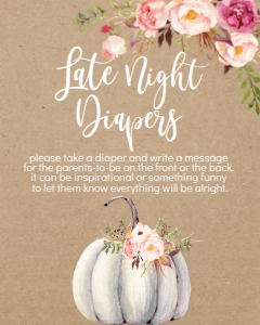 BSS Romantic Floral Pumpkin Late Night Diapers Sign: BSS Romantic Boho Floral Welcome Sign 8x10