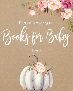 BSS Romantic Floral Pumpkin Books Sign: BSS Romantic Boho Floral Welcome Sign 8x10
