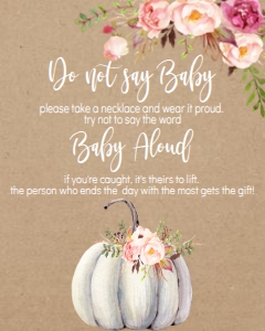 BSS Romantic Floral Pumpkin Don't Say Baby Sign: BSS Romantic Boho Floral Welcome Sign 8x10