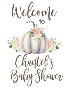 BSS Baby Floral Pumpkin Welcome Sign 8x10: BSS Floral Pumpkin Welcome Sign 8x10