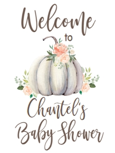 BSS Baby Floral Pumpkin Welcome Sign 18x24: BSS Floral Pumpkin Welcome Sign 8x10