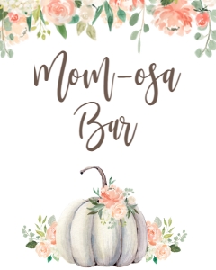 BSS Baby Floral Pumpkin Mom-osa Bar Sign: BSS Floral Pumpkin Welcome Sign 8x10