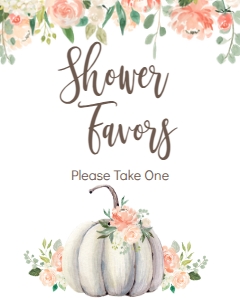 BSS Baby Floral Pumpkin Shower Favors Sign: BSS Floral Pumpkin Welcome Sign 8x10