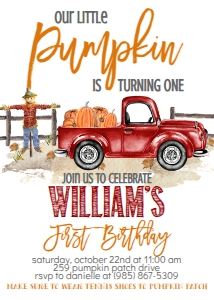 Birthday Red Truck Our Little Pumpkin: Birthday Red Truck Our Little Pumpkin